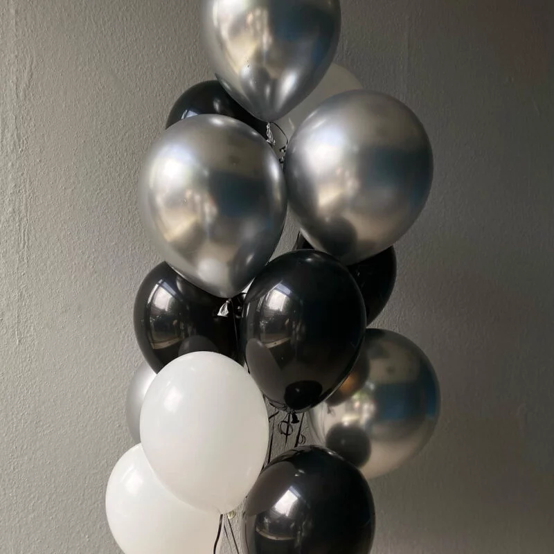 zestaw balonów czarno-srebrnych z helem Studio Deluxe Poznań