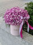 Flowerbox z różową gipsówką