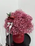 Flowerbox z różową gipsówką i ozdobą świąteczną Studio Deluxe Poznań