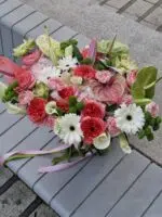 Dopaminowy bukiet z gerberą, anthurium i różą - obrazek 3